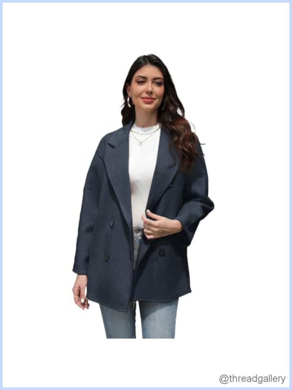 Wool Blend Wrap Coat Women's 70% Wool Long Belted Pea Coat